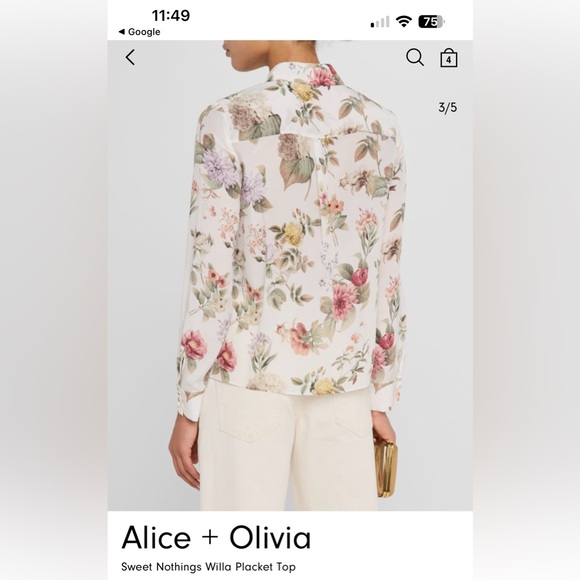 Alice + Olivia Willa Sweet nothings Top 100% Silk blouse - Picture 12 of 16